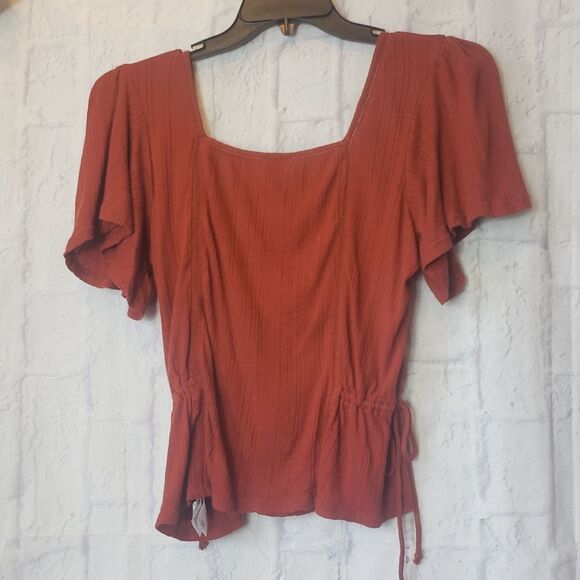 LUCKY BRAND Rust Square Neckline Top Medium - Picture 6 of 6